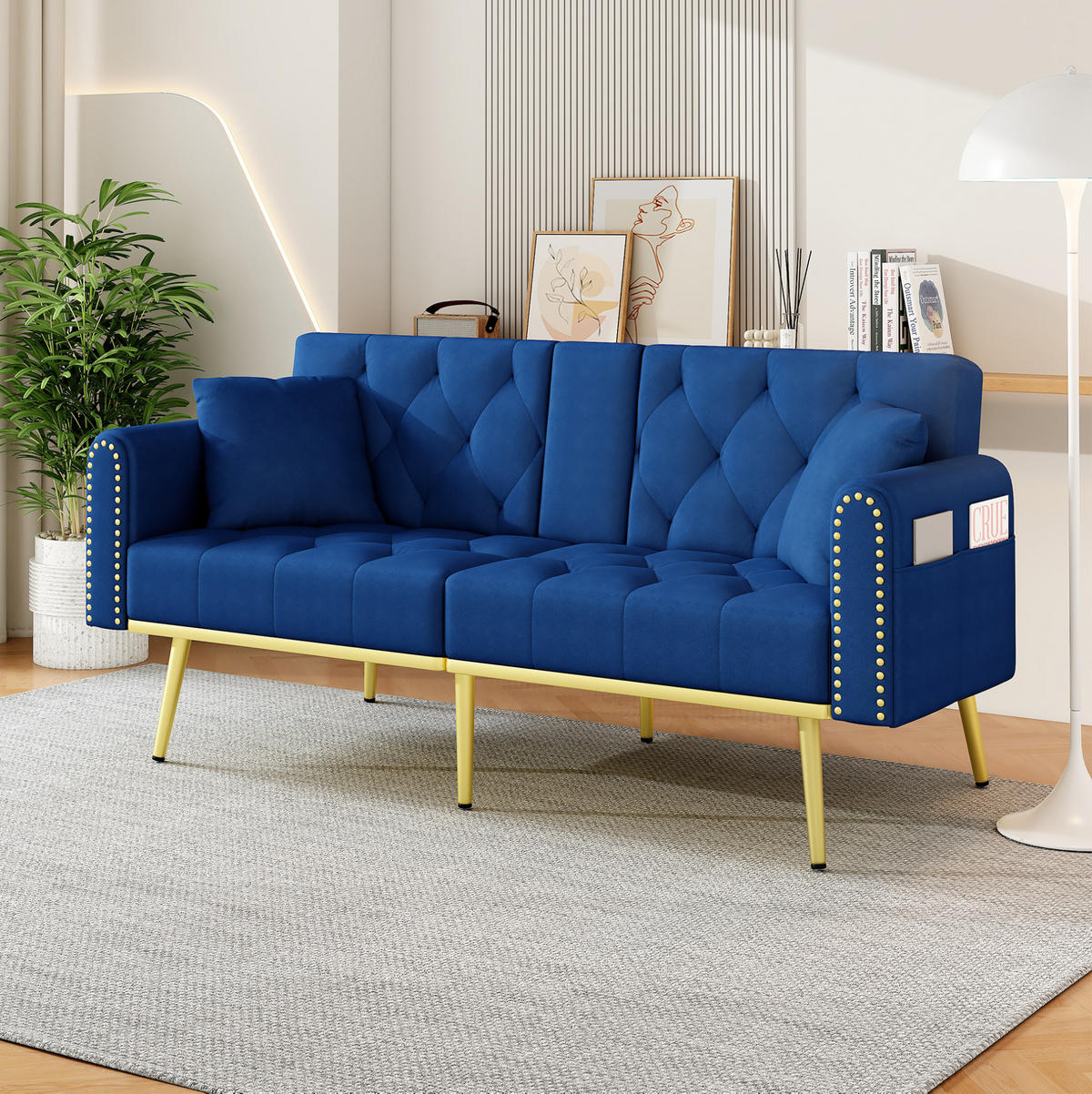 SCHLAFSOFA mit verstellbarer Rückenlehne 175 cm Blau - Blau, Holzwerkstoff (175/73.5/80cm) - Meubliv
