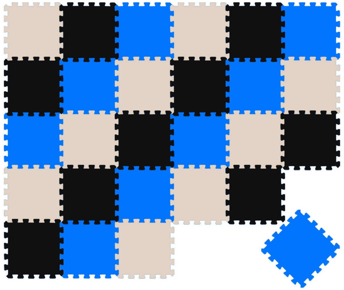 SPIELMATTE ab Null - 270/90 cm Puzzlematte Schwarz - Multicolor, Kunststoff (30/30cm) - Littletom