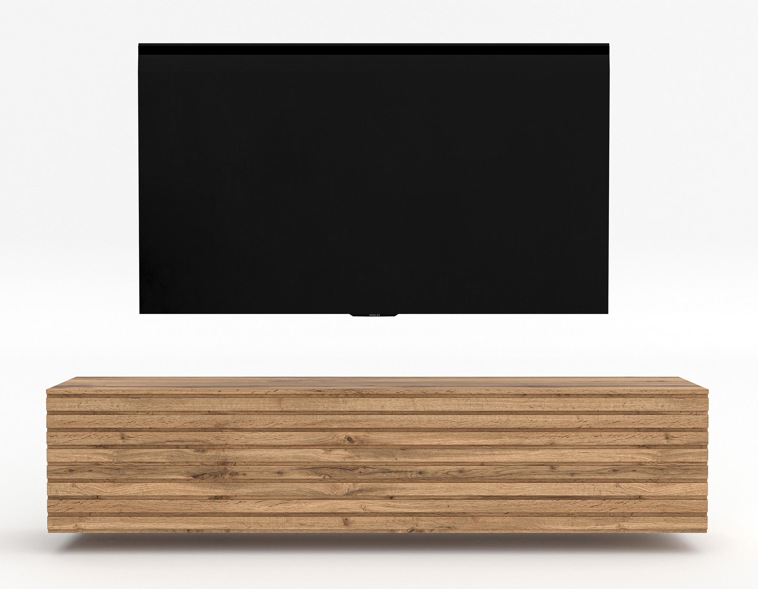 LOWBOARD ZIVOLLI 160 Wotan, Wotan Lamellen 160/34/40 cm – TV-Hängeschrank mit Lamellenfront - Hellbraun, Holzwerkstoff/Kunststoff (160/34/40cm) - AX Living