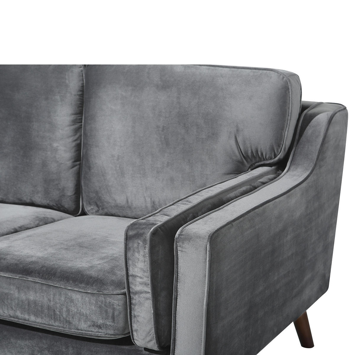3-SITZER-SOFA Samtstoff Dunkelgrau Lokka - Dunkelgrau, Textil (204/85/83cm) - Beliani