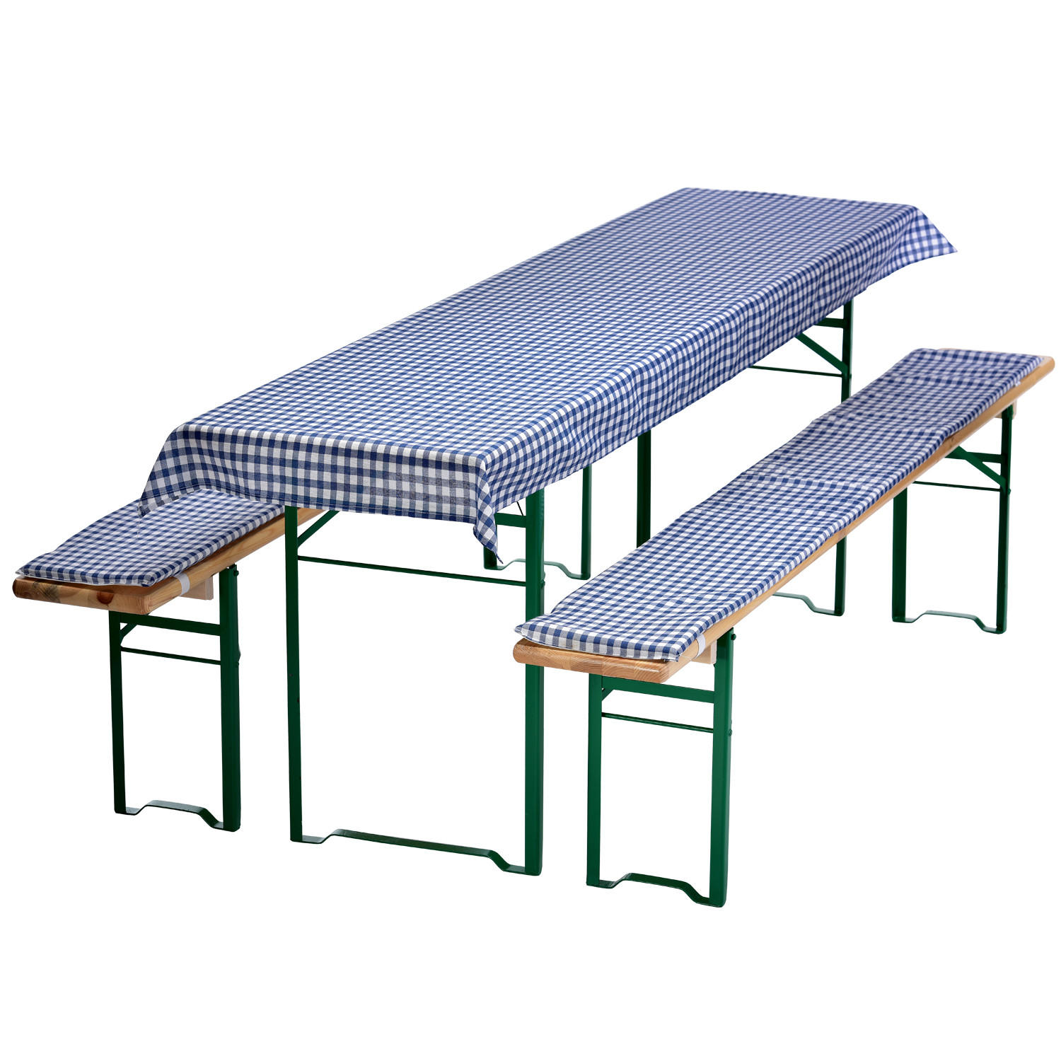 BIERBANKAUFLAGEN Set 240x70 cm Blau Kariert - Blau, Textil (70/240cm) - NYVI