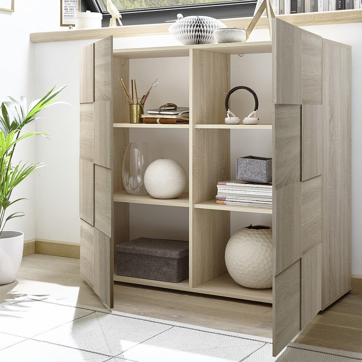 SIDEBOARD mit 2 Türen L121 cm - Dama - Eichefarben, Holzwerkstoff (42/111/121cm) - Calicosy