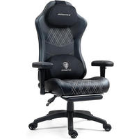 GAMING Stuhl &Massage-Wärmefunktion, atmungsaktivem Taschenfederkissen - Schwarz, Leder (60/127/60cm)