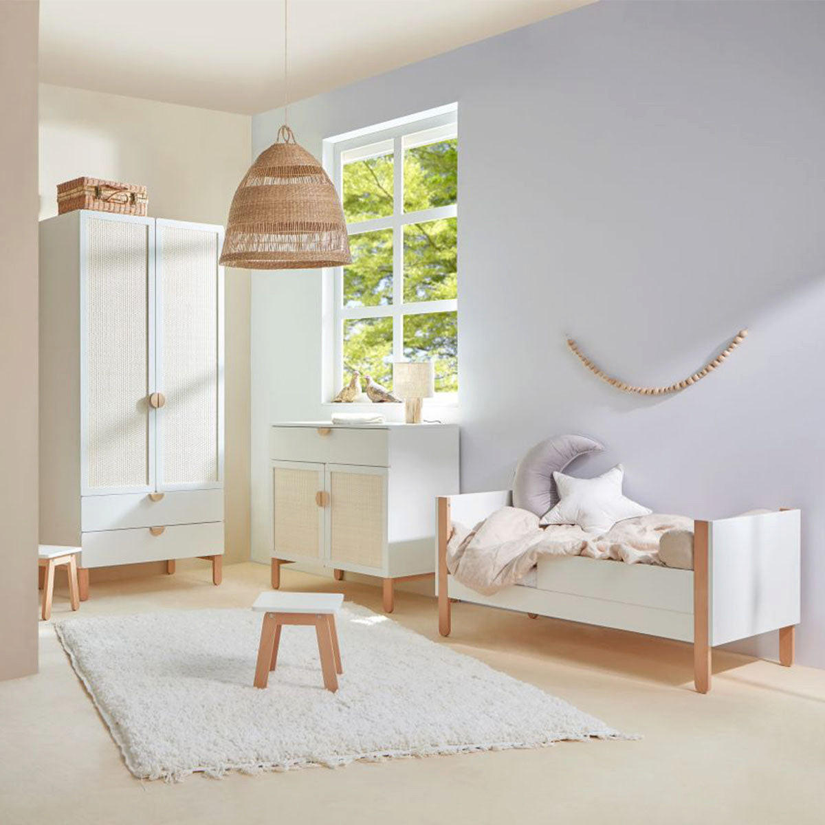 BABYZIMMER 2-teilig Laurie Weiß und Holz - Weiß, Holzwerkstoff (123.5/90/64cm) - Petits-meubles