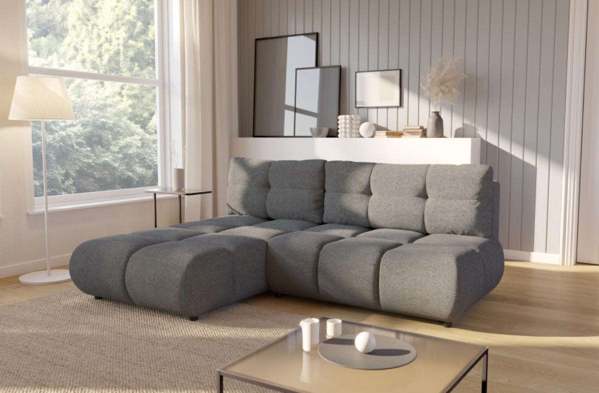 ECKSOFA Grau MILA Ausziehbar Ohne Armlehnen Links - Grau, Textil (230/177cm) - Sepro Meble