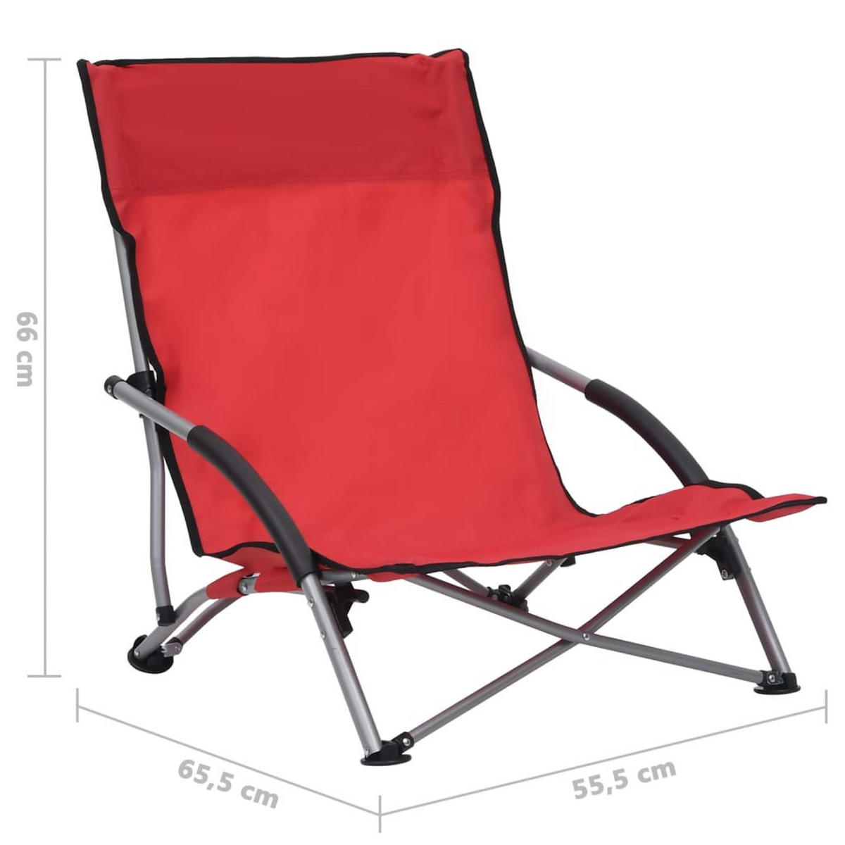 KLAPPBARE Strandstühle 2Er Set Rot Stoff - Rot, Textil (65.5/66/55.5cm) - vidaXL