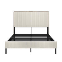 POLSTERBETT 160/200 cm mit geräuscharmem Metallrahmen und Cordbezug, Beige, Creme - Creme, Textil (160/200cm) - Redom