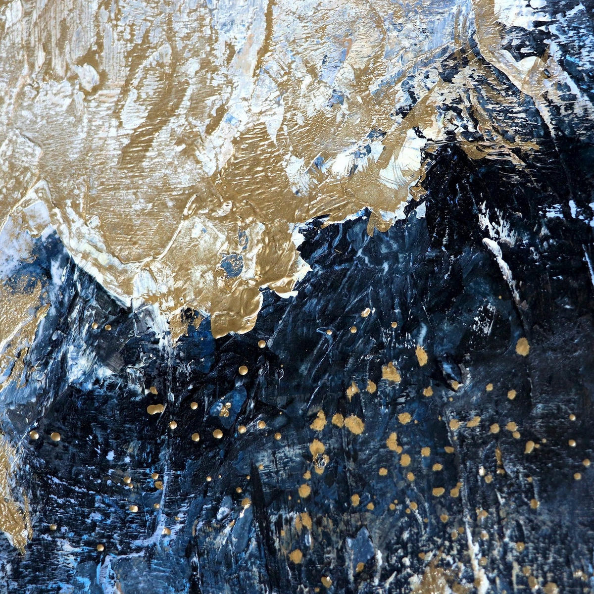GEMÄLDE Spiegelungen Schattenfugenrahmen Schwarz-Gold 120x40 cm - Schwarz Hochglanz, Holz (120/40cm) - YS-art gallery