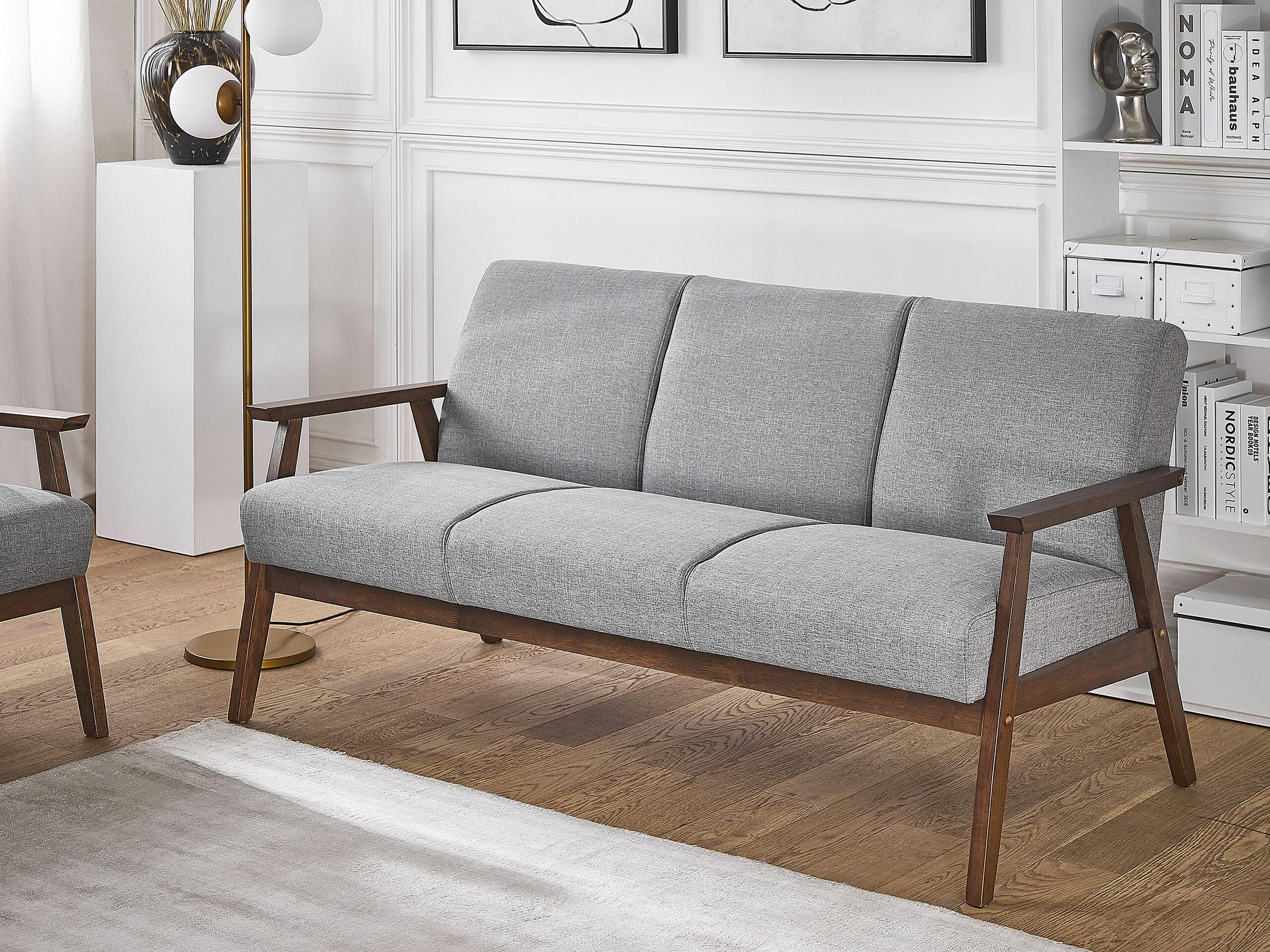 3-SITZER-SOFA Polsterbezug Grau Asnes - Hellgrau, Textil (158/80/80cm) - Beliani