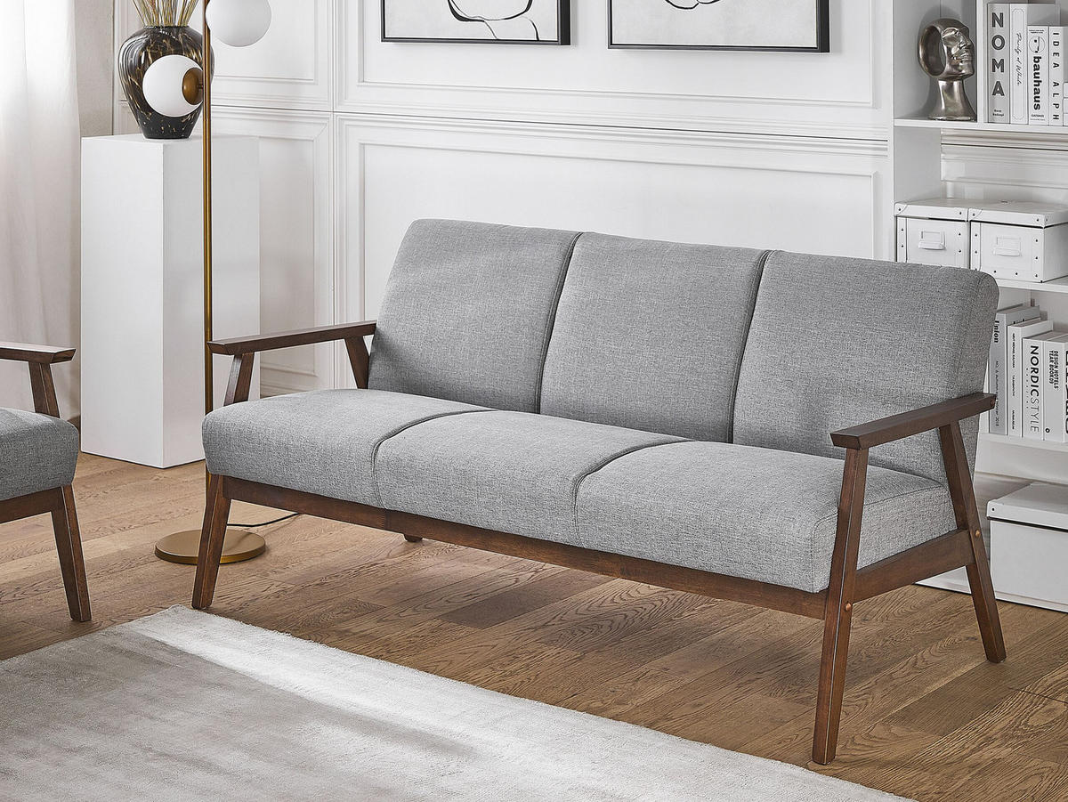 3-SITZER-SOFA Polsterbezug Grau Asnes - Hellgrau, Textil (158/80/80cm) - Beliani