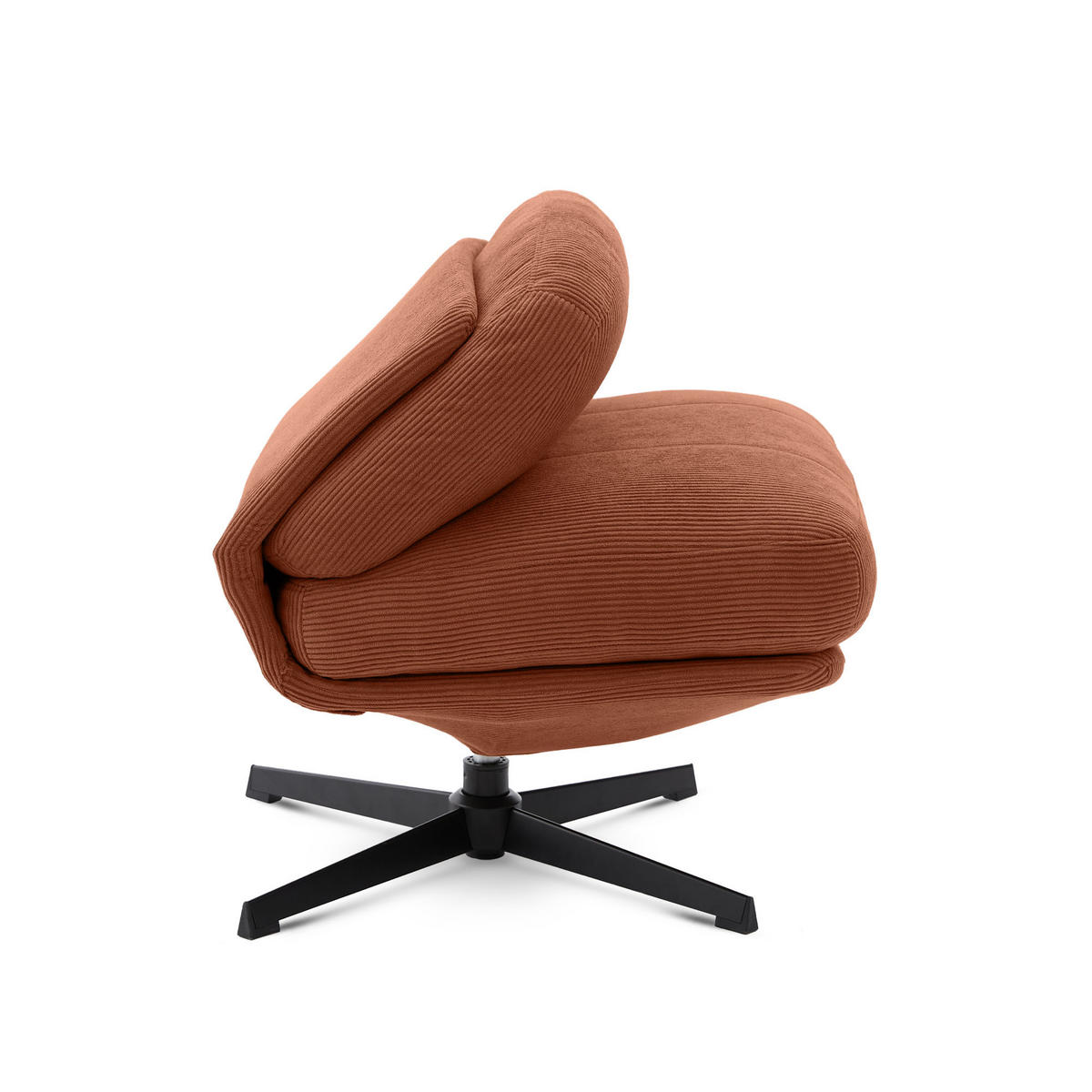 DREHSESSEL Lena aus moderner Cord terrakottafarbenem - Rot/Schwarz, Textil/Metall (67/80/78cm) - Sicaan