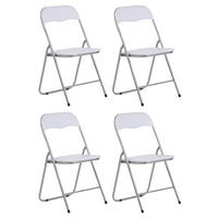 BESUCHERSTUHL 4er Set Lederlook weiß/silber - Silberfarben/Weiß, Textil/Metall (45/78/45cm) - CLP