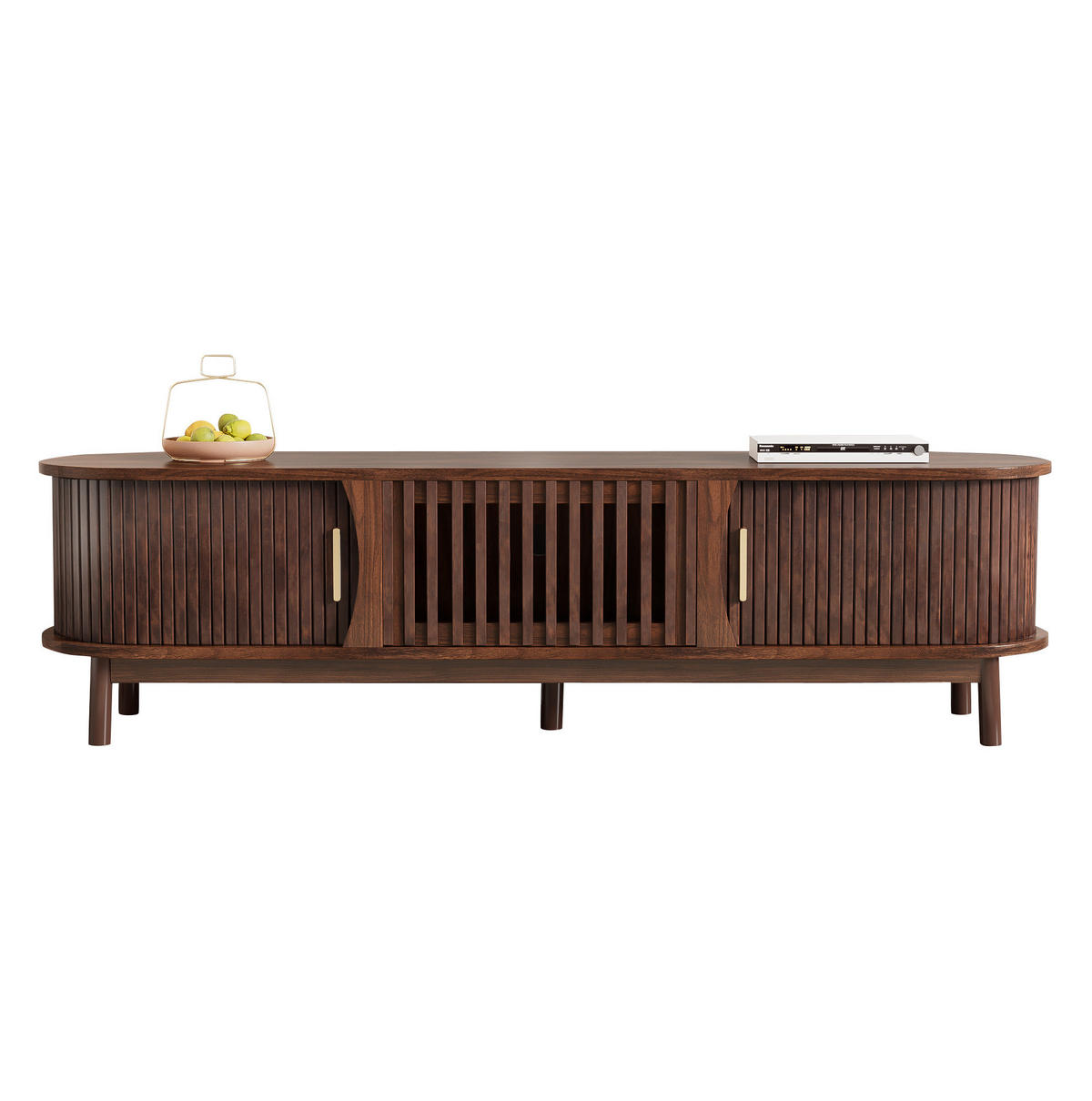 TV stolek 165/39,5/46 cm s posuvnými a výklopnými dvířky, MDF, Hnědá - hnědá, kompozitní dřevo (165/46/39.5cm) - Redom