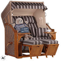 STRANDKORB Schleswig Pinie 2-Sitzer - Braun/Grau, Metall (120/160/80cm) - Mr. Deko
