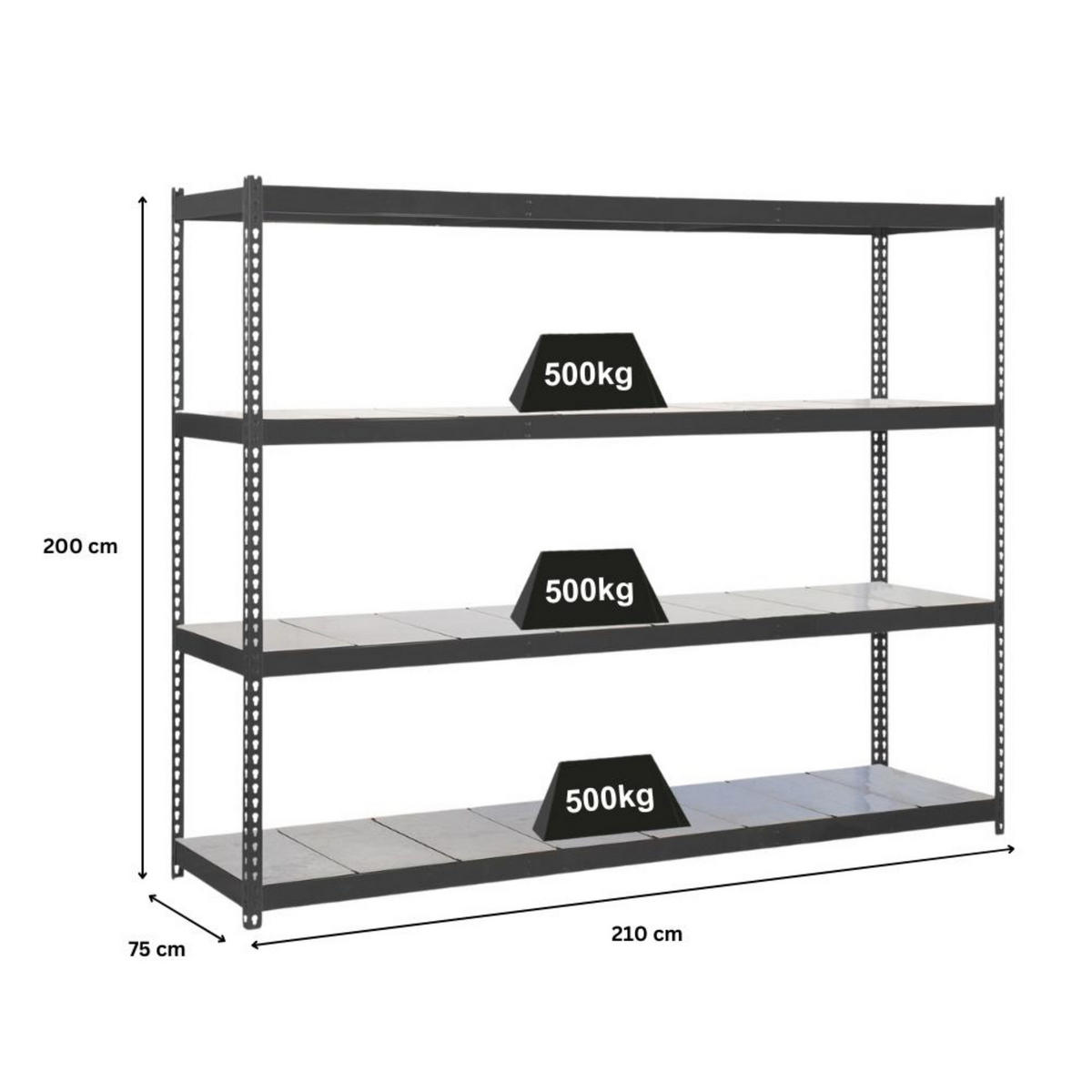 SCHWERLASTREGAL METAL BEAST FOUR | HxBxT 200x210x75cm | Fachlast 500kg | Anthrazit - Anthrazit, Metall (210/200/75cm) - PROREGAL