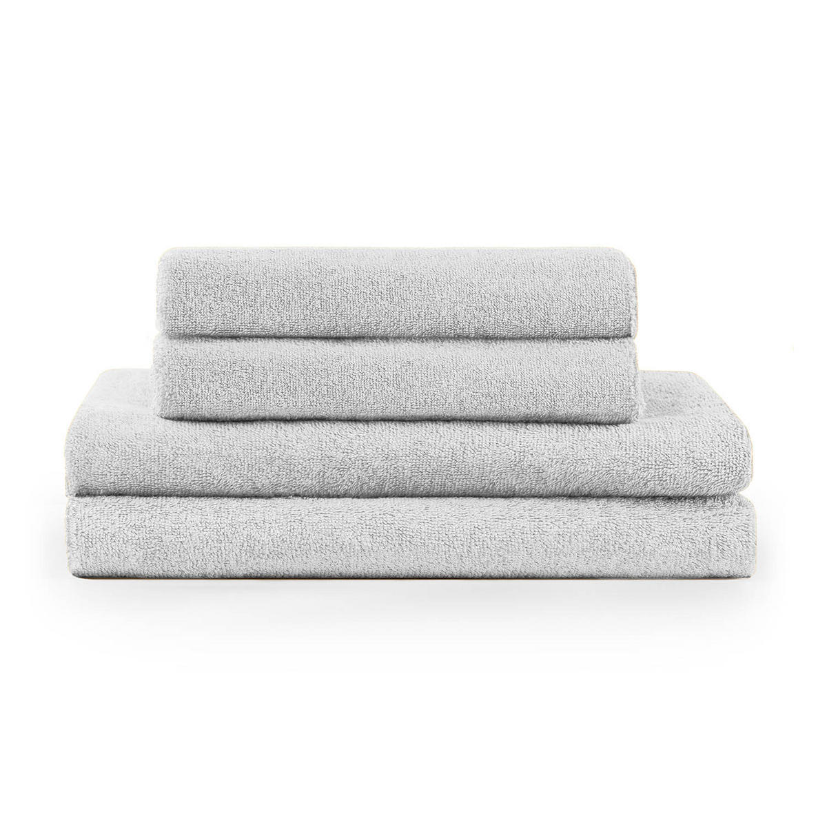 BADETUCH 4-teilig, 2x Badetuch 70/140 + 2x Handtuch 50/100 cm, Weiß - Weiß, Textil (70/140cm) - Blumtal