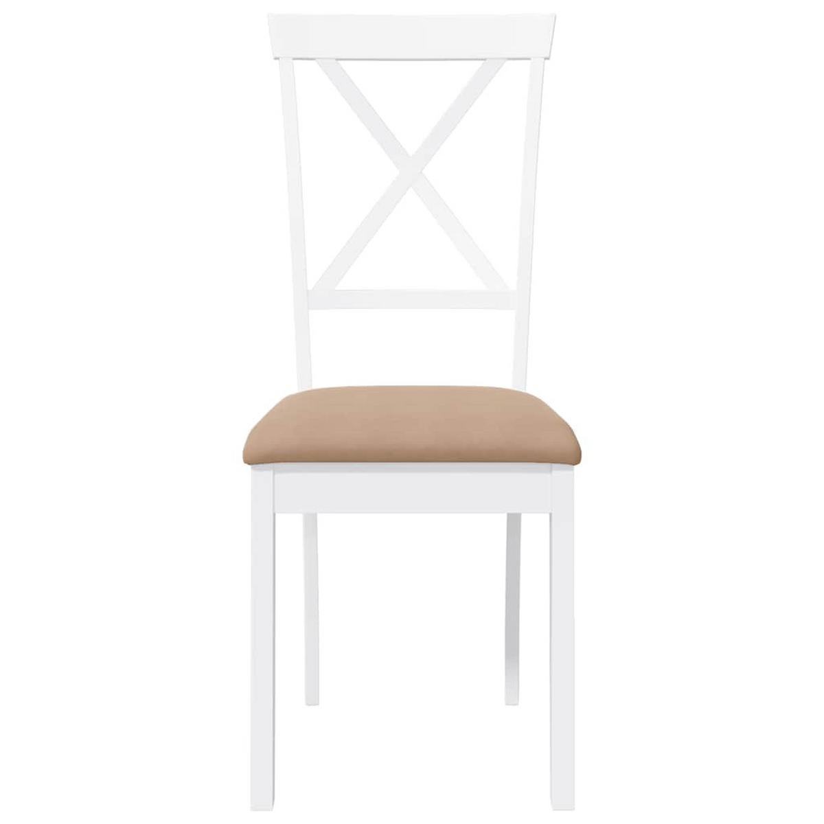ESSZIMMERSTÜHLE mit Kissen 2 Stk. Weiß Massivholz Gummibaum 42.5*53.5*94cm - Weiß/Braun, Holz (42.5/94/53.5cm) - ZMH