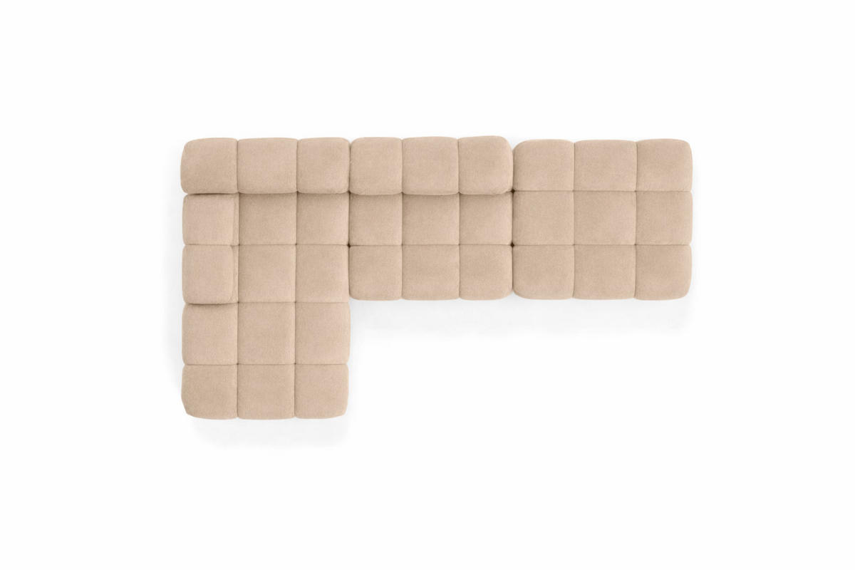 ECKSOFA L-Form Modular Mit Hocker, Veloursstoff Salvador, Beige, Links, Selia - Beige, Holz (285/160cm) - Kaiser Möbel