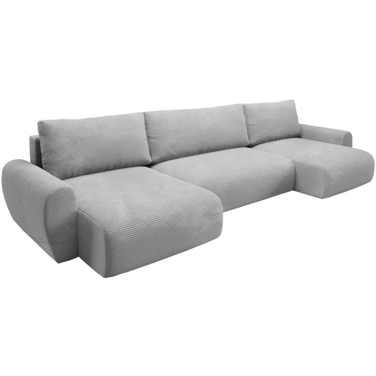 WOHNLANDSCHAFT mit Schlaffunktion Poss U hellgrau - Hellgrau, Textil (395/70/153cm) - Beautysofa