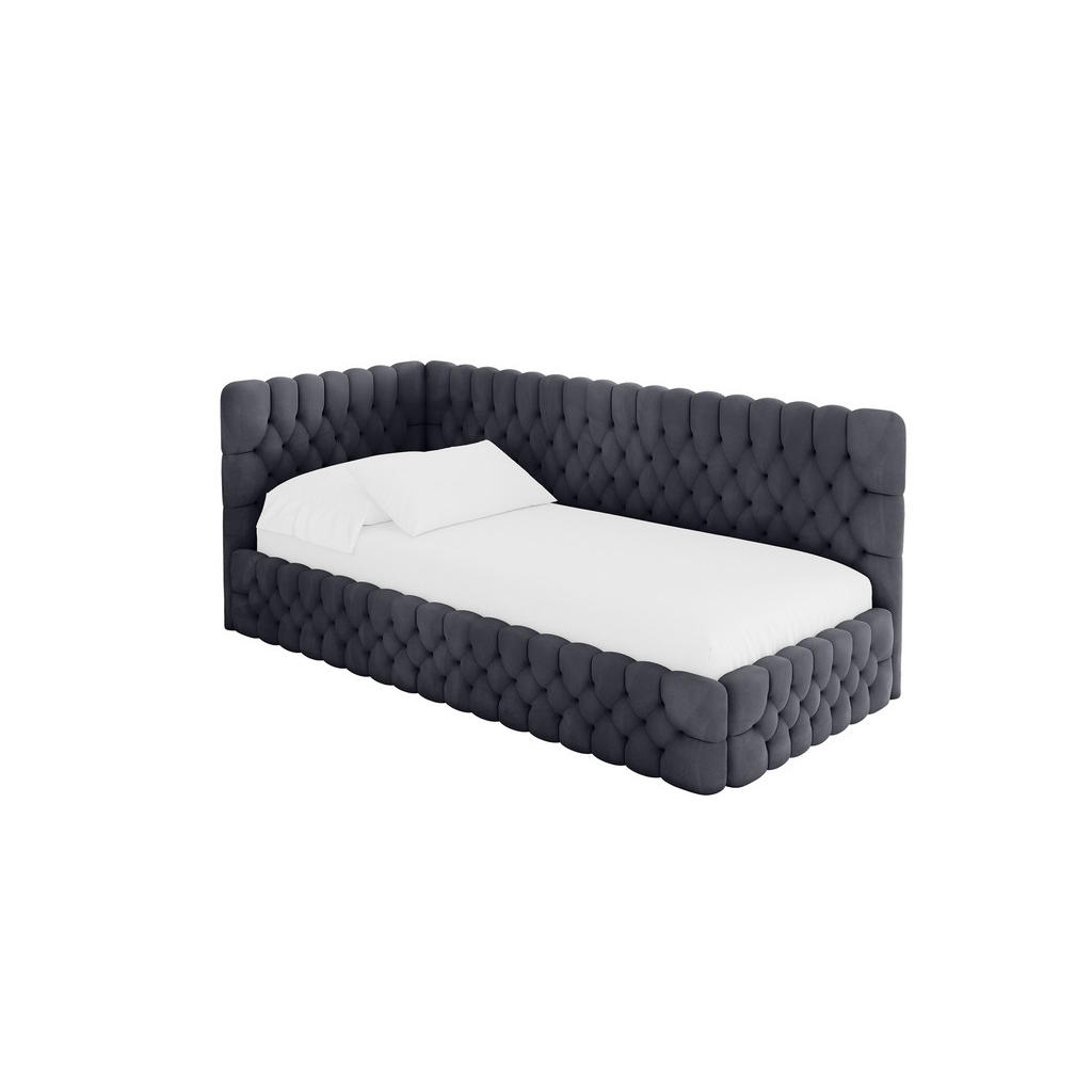 ALTDECOR JEDNOLŮŽKOVÁ POSTEL pro mládež s úložným prostorem, vpravo - MULY 100x200 tmavě šedá