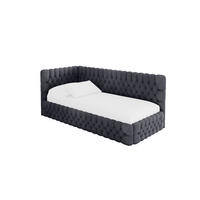EINZELLBETT Jugendbett mit Bettkasten und Matratze H3/H4, Rechts - MULY 100x200 Dunkelgrau - Titanfarben, Holzwerkstoff/Textil (100/200cm) - ALTDECOR