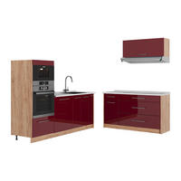 KUCHYŇA Fame-Line, Bordeaux vysoký lesk/Dub Goldkraft, 340 cm, AP Marble - bordová/dub medový, kompozitné drevo (340/153.6/60cm) - Vicco