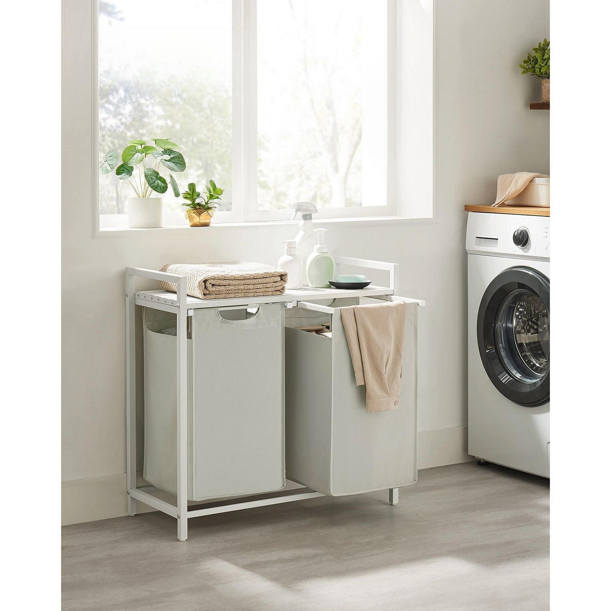 WÄSCHEKORB DUBAI - Weiß, Holzwerkstoff (33/72/73cm) - Hansiro