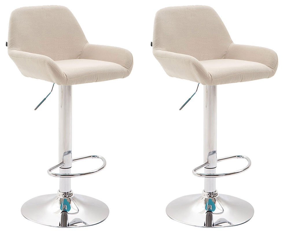 BARHOCKER 2er-Set DUBLIN Creme Stoff Chrom - Creme, Textil/Metall (51/89/52cm) - DELUKE