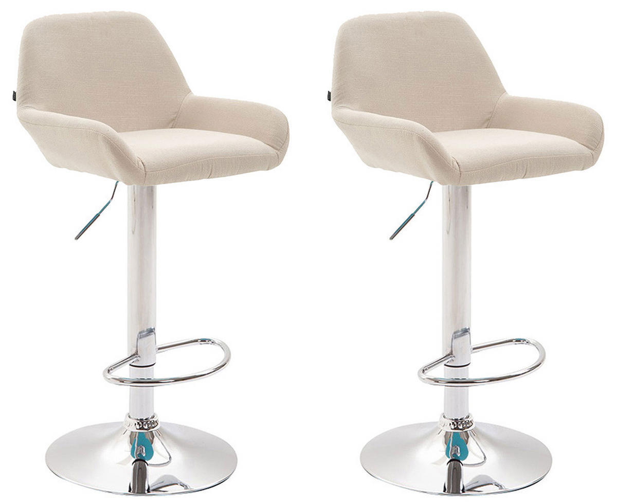 BARHOCKER 2er-Set DUBLIN Creme Stoff Chrom - Creme, Textil/Metall (51/89/52cm) - DELUKE