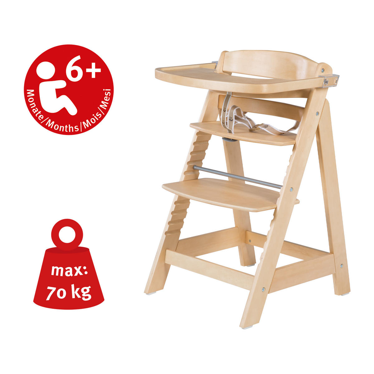 HOCHSTUHL - inkl. Sitzverkleinerer Miffy - natur lackiert - Naturfarben, Holzwerkstoff (50/80/54cm) - Roba