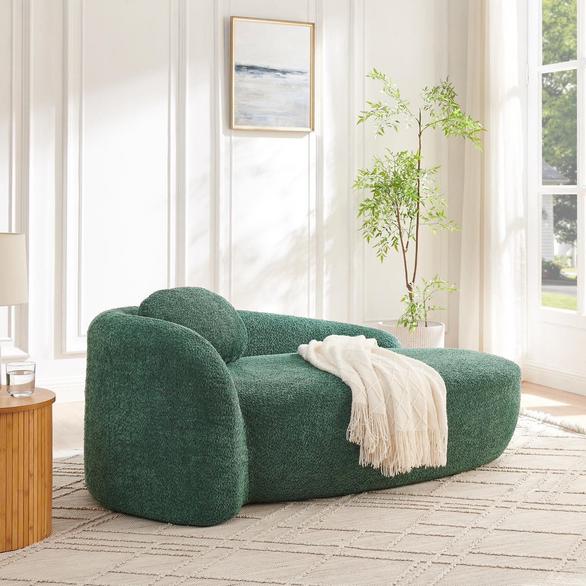 ECKSOFA 170/96/62 cm Grün Teddy mit Kissen - Grün, Textil (170/96cm) - Oxeza