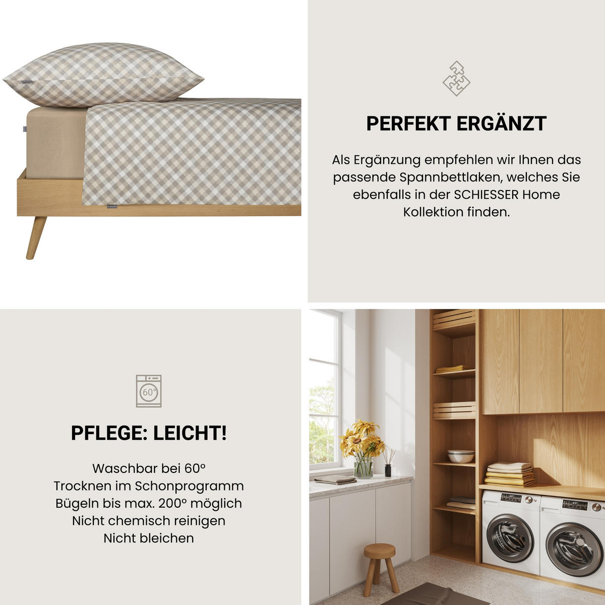 BETTWÄSCHESET Rin - Renforcé - 2-teilig - 135 x 200 cm - Grau - Grau, Textil (135/200cm) - SCHIESSER