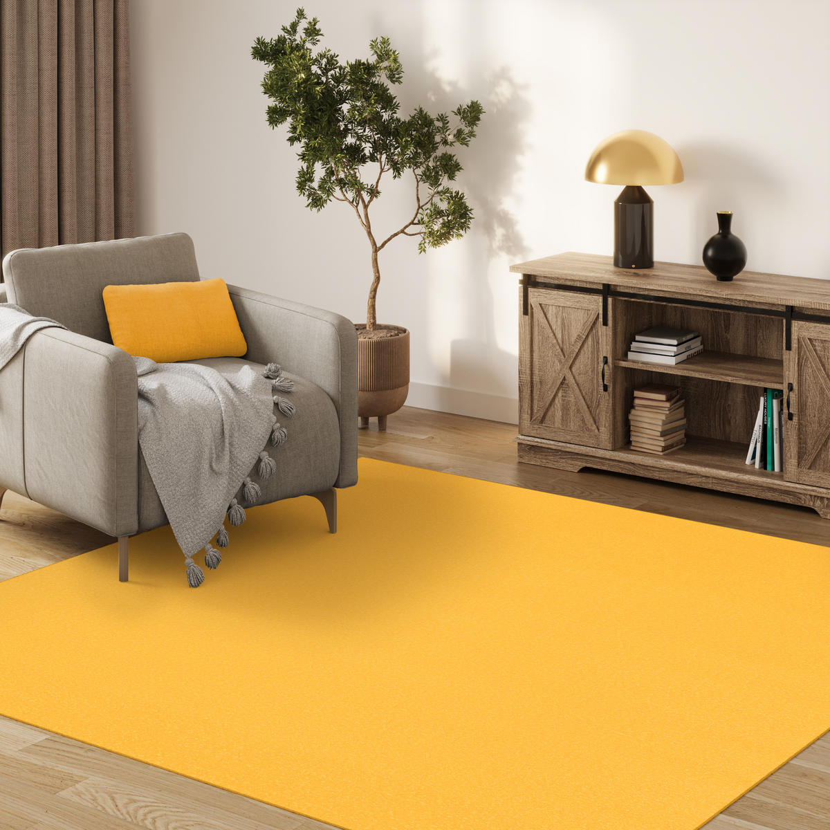 TEPPICH MONO SQUARE Gelb 200/200 cm - Gelb, Kunststoff (200/200cm) - Tapiso