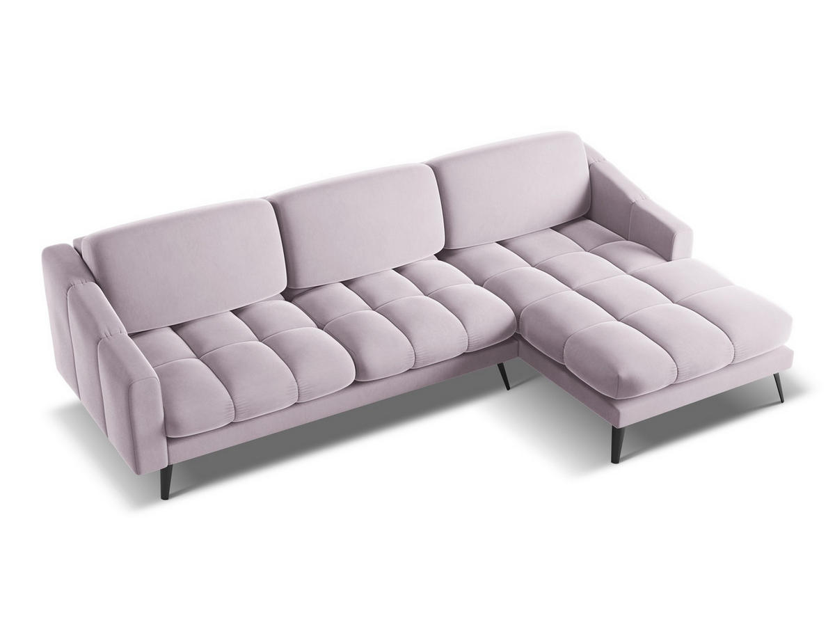 ECKSOFA Rechts Samt Stoff Violett - Lila/Flieder, Textil/Metall (264/160cm) - Makamii