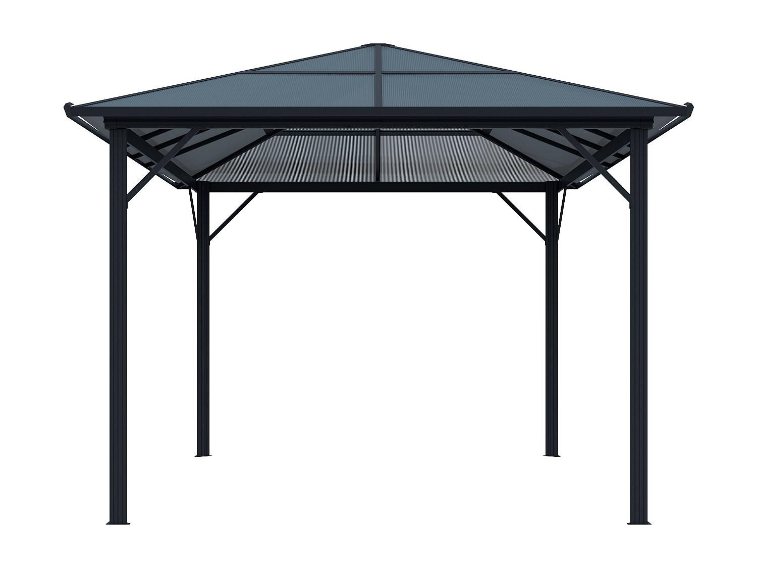 PERGOLA - 398 cmcm x 300 cmcm - Metall - Anthrazitgrau - RADELA - Anthrazit, Metall (398/260/300cm) - Vente-Unique