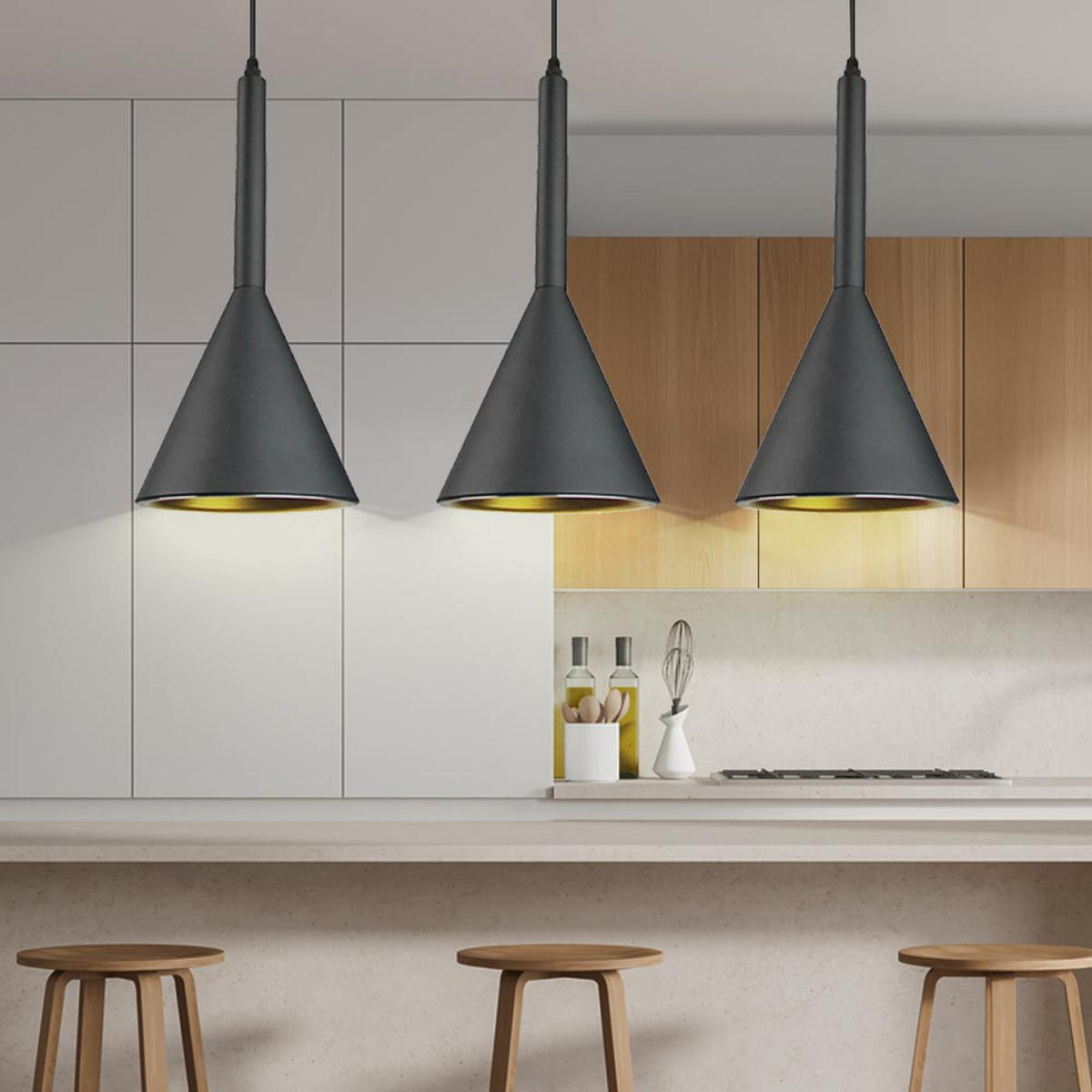 LED HÄNGELEUCHTE Schwarz Gold - Schwarz, Metall (16/35/108cm)