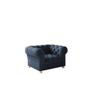 SESSEL CHESTERFIELD Elegant Klassisch Schick Stoff Whisper Velours Blau - Blau, Holz (112/77/90cm) - Kaiser Möbel
