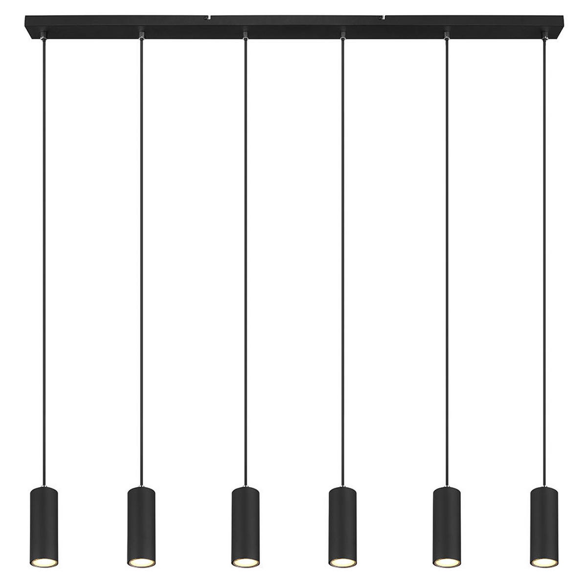 PENDELLEUCHTE Robby Metall Schwarz 6-flammig - Schwarz, Metall (115/6/120cm) - Globo Lighting