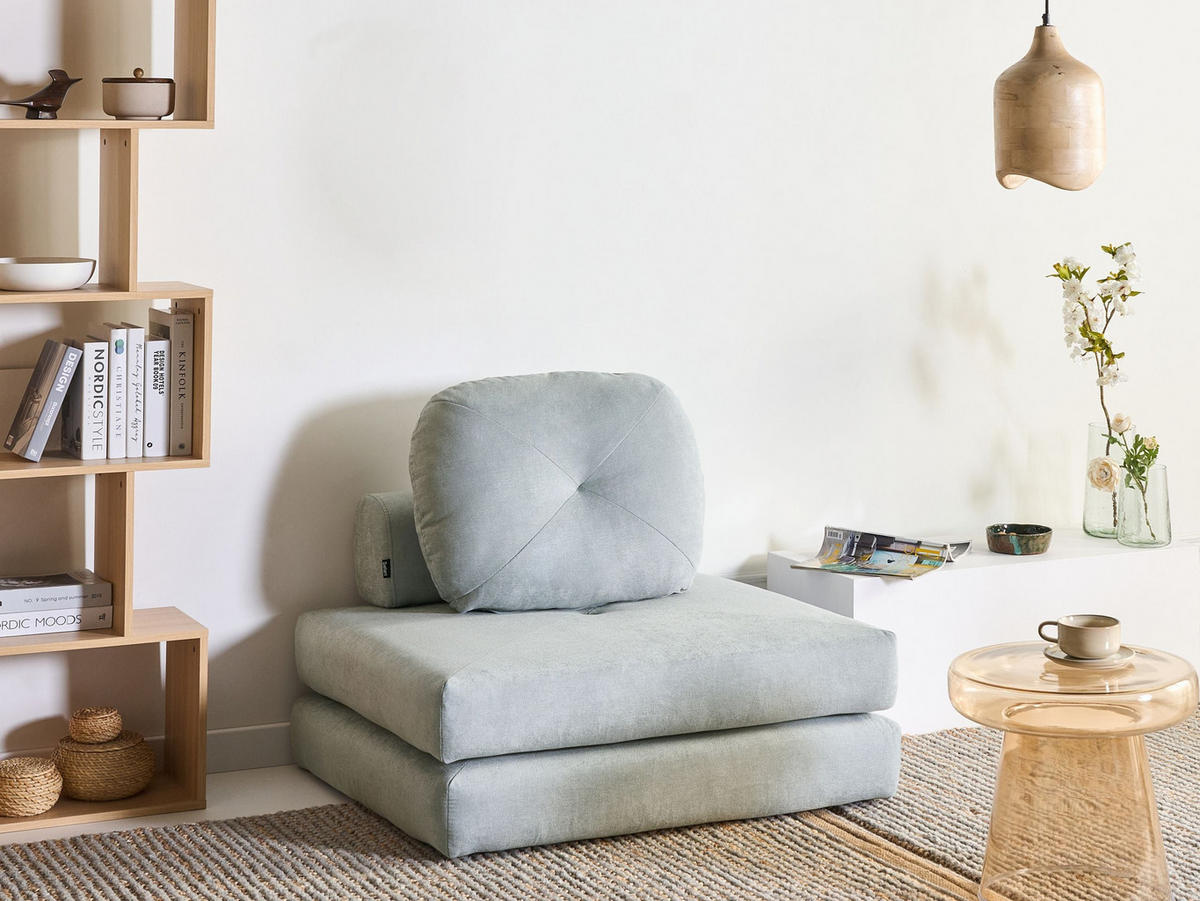 SCHLAFSOFA 81/182 cm Hellblau Olden - Blau, Textil (81/54/91cm) - Beliani