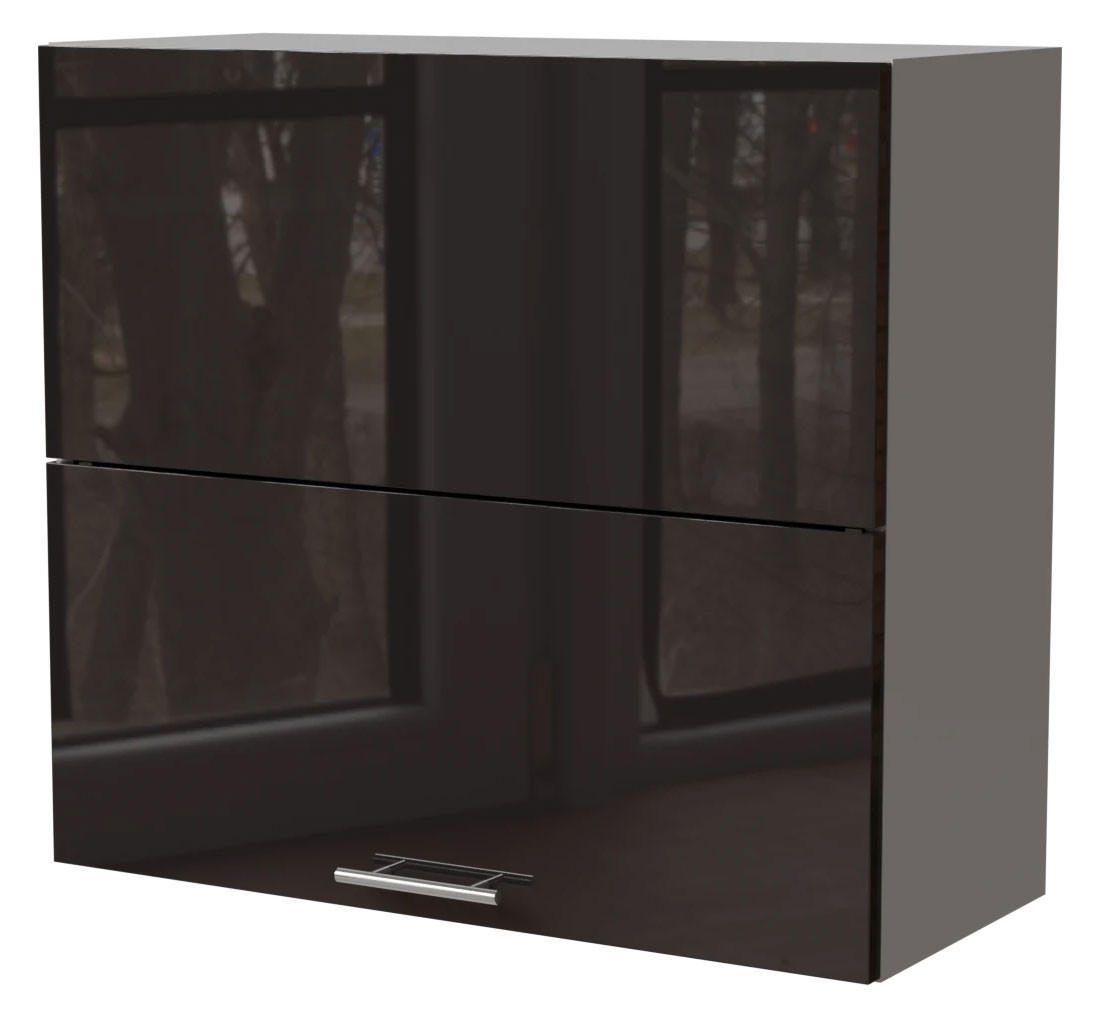 Feldmann-Wohnen Küchenhängeschrank Schwarz Hochglanz, Grau 80x72x32.5 cm
