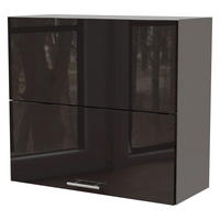 KÜCHENHÄNGESCHRANK Essen W8B/80-AV Schwarz Hochglanz / Grau Matt 80 / 32,5 / 72cm - Schwarz Hochglanz/Schwarz, Holz/Holzwerkstoff (80/72/32.5cm) - Feldmann-Wohnen