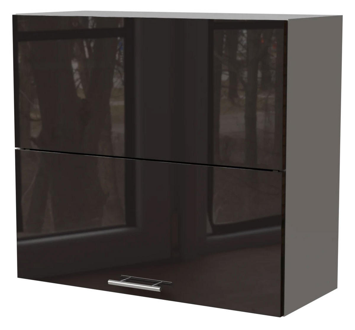 KÜCHENHÄNGESCHRANK Essen W8B/80-AV Schwarz Hochglanz / Grau Matt 80 / 32,5 / 72cm - Schwarz Hochglanz/Schwarz, Holz/Holzwerkstoff (80/72/32.5cm) - Feldmann-Wohnen