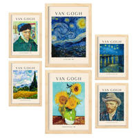POSTER Set Mit 6 Van Gogh Malergalerie A3 & A4 Rahmen Aus Hellem Holz - Beige, Papier (29/3cm) - Nacnic