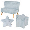 KINDERSOFA 3er-Set hellblau - Hellblau, Holzwerkstoff/Textil (70/50/48cm) - Roba