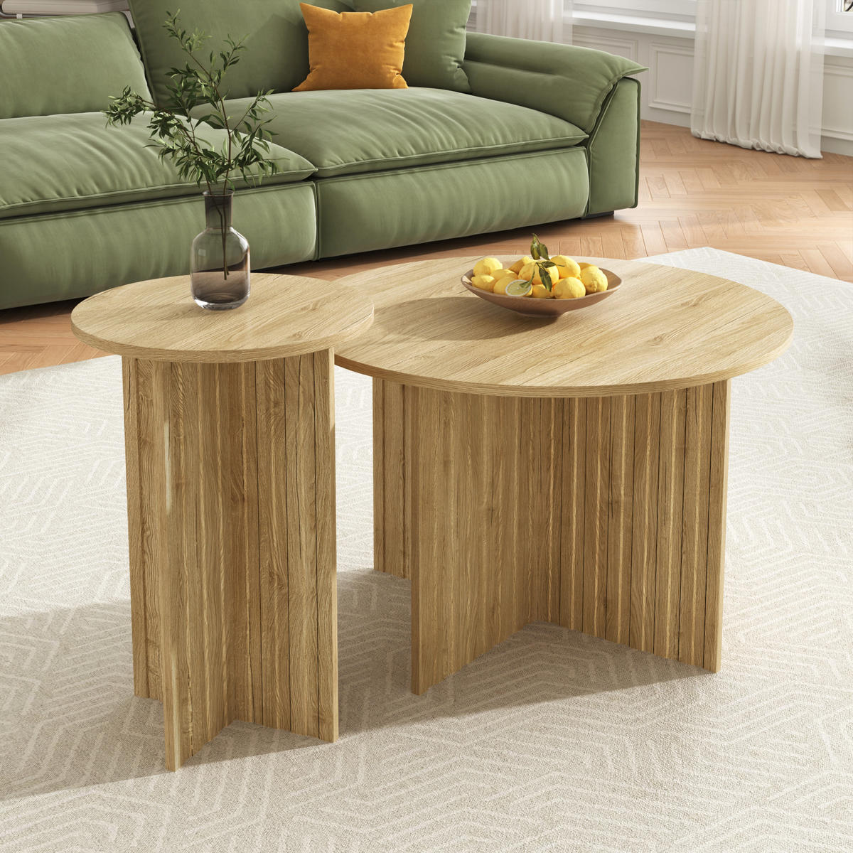 COUCHTISCH 76 cm 2er-Set natur in skandinavischem Design - Naturfarben, Holzwerkstoff (76/76/50cm) - OKWISH