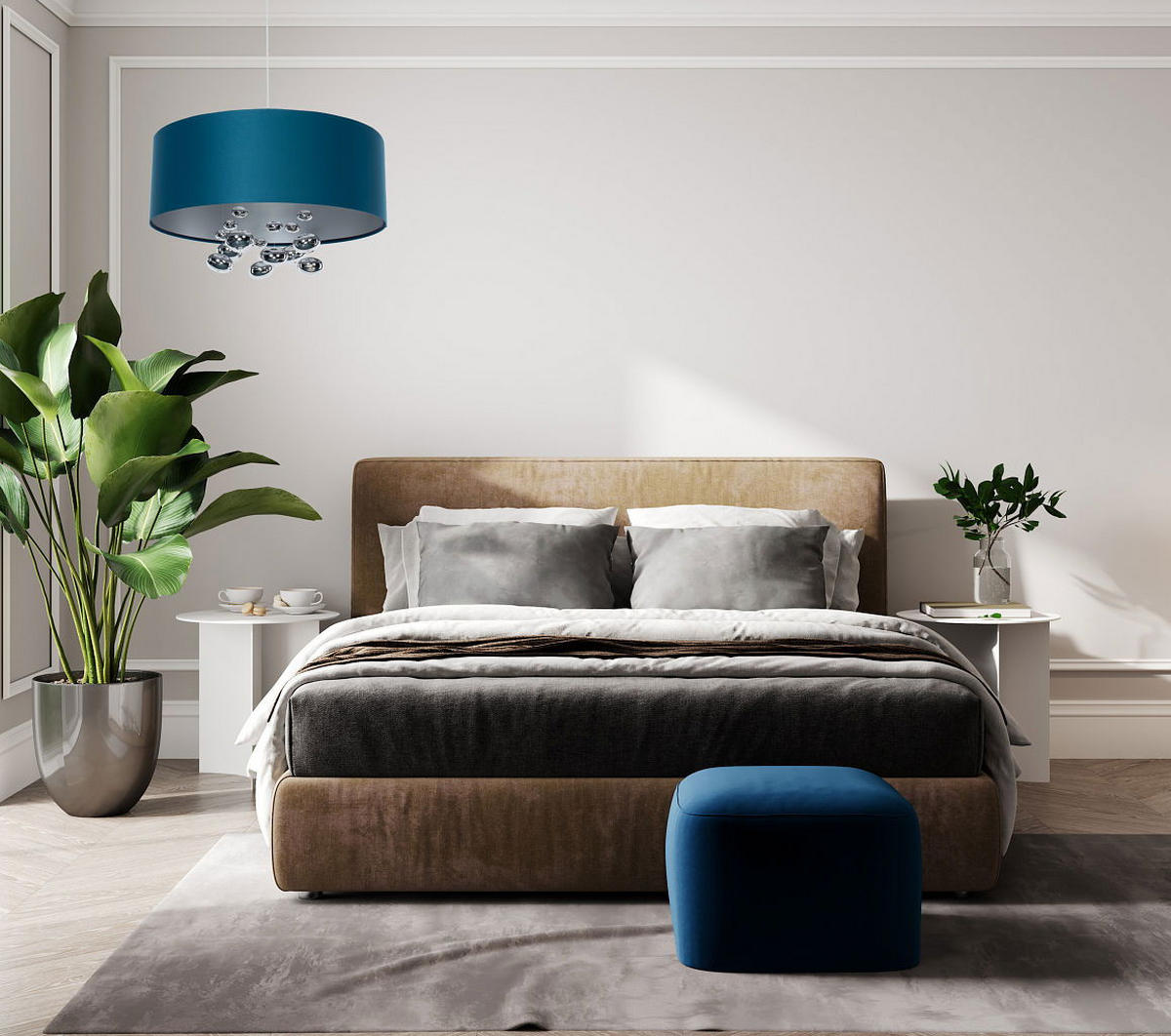 HÄNGELEUCHTE Blau 40/96 cm - Blau/Silberfarben, Kunststoff (40/1/96cm) - ONZENO