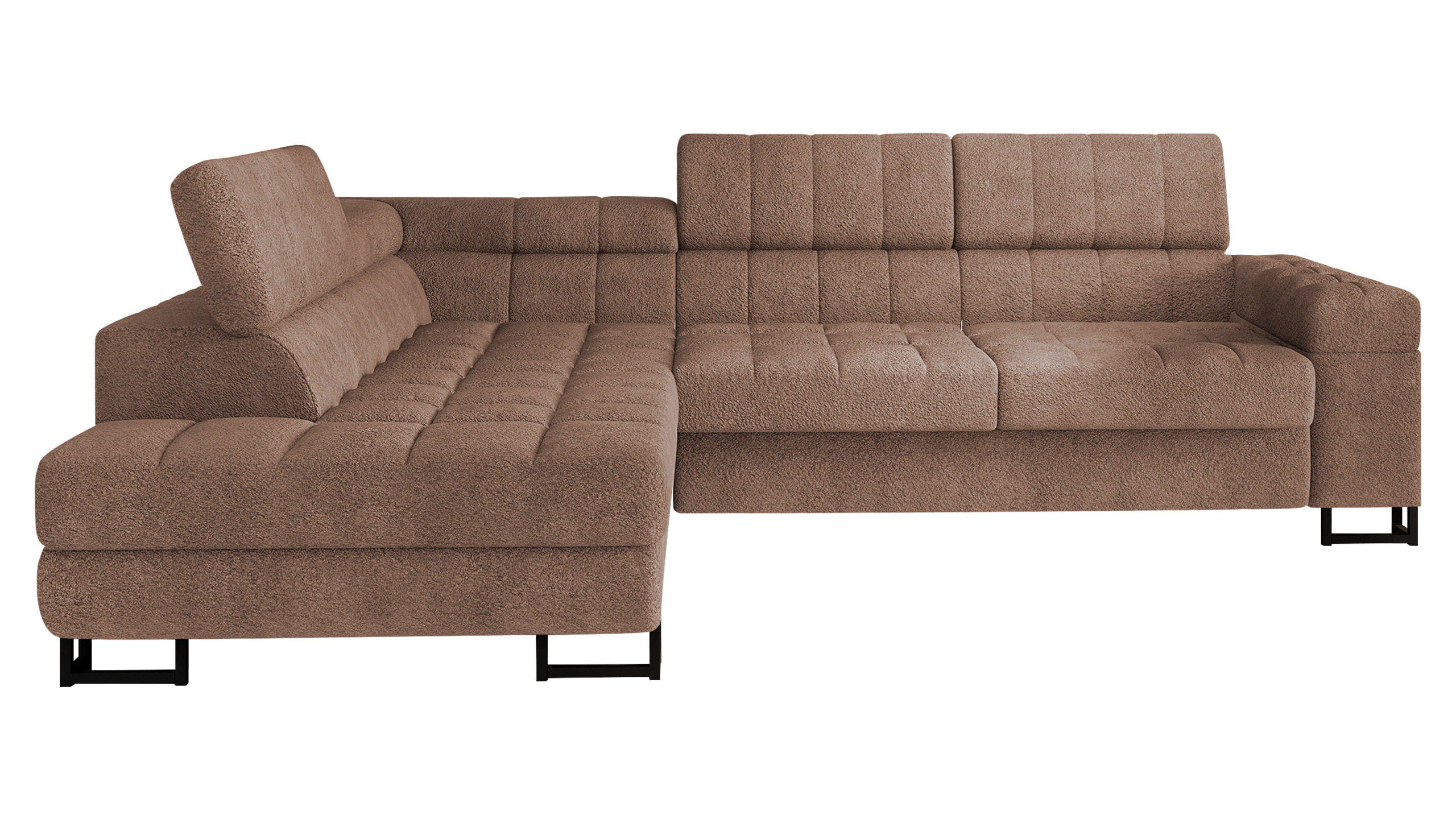 ECKSOFA Laris, Seite: Links - Hellbraun/Schwarz, Holz/Textil (271/203cm) - MIRJAN24