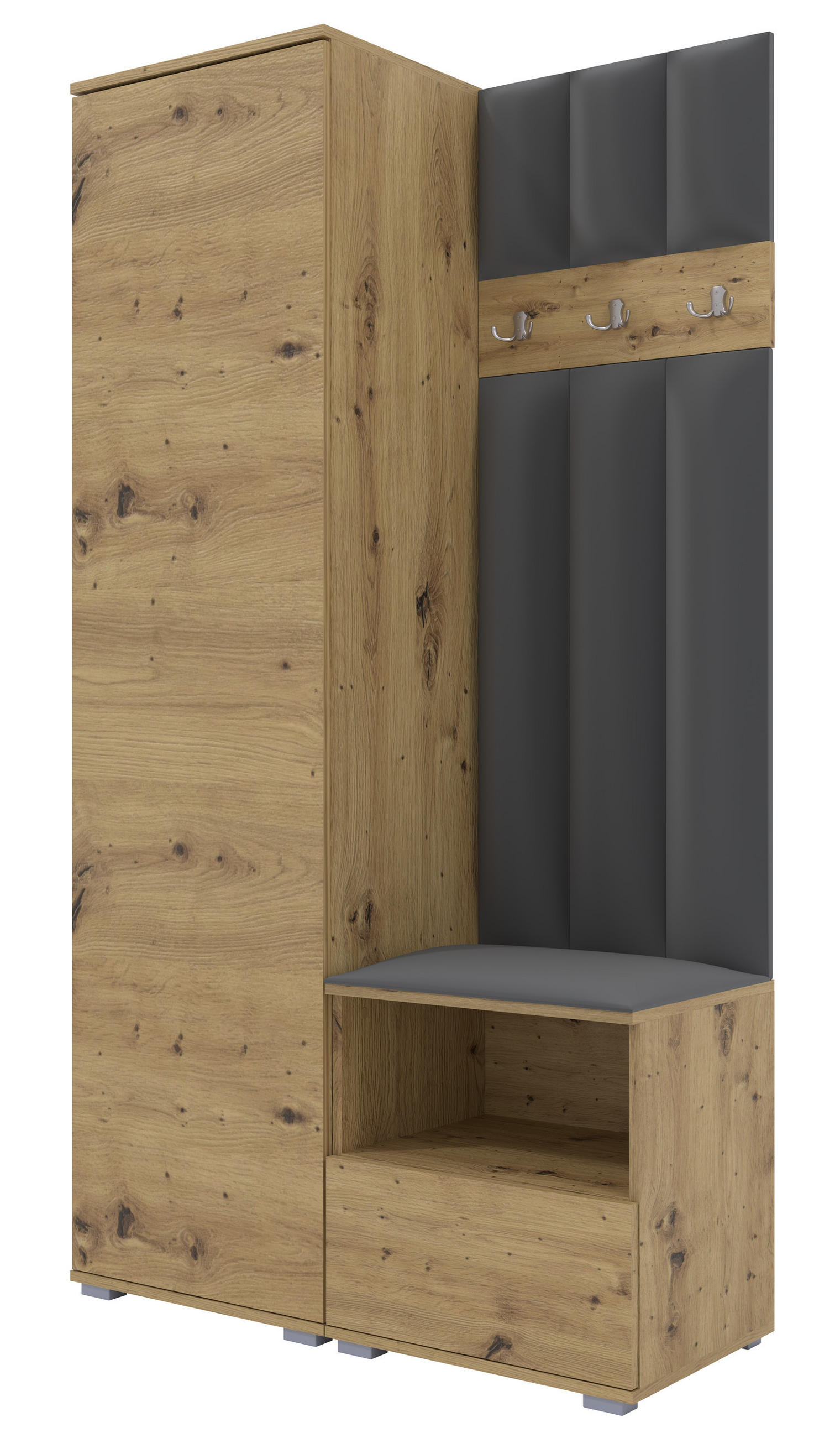 Ravio Gepolstert Eiche Artisan, Dunkelgrau 100x187x40 cm