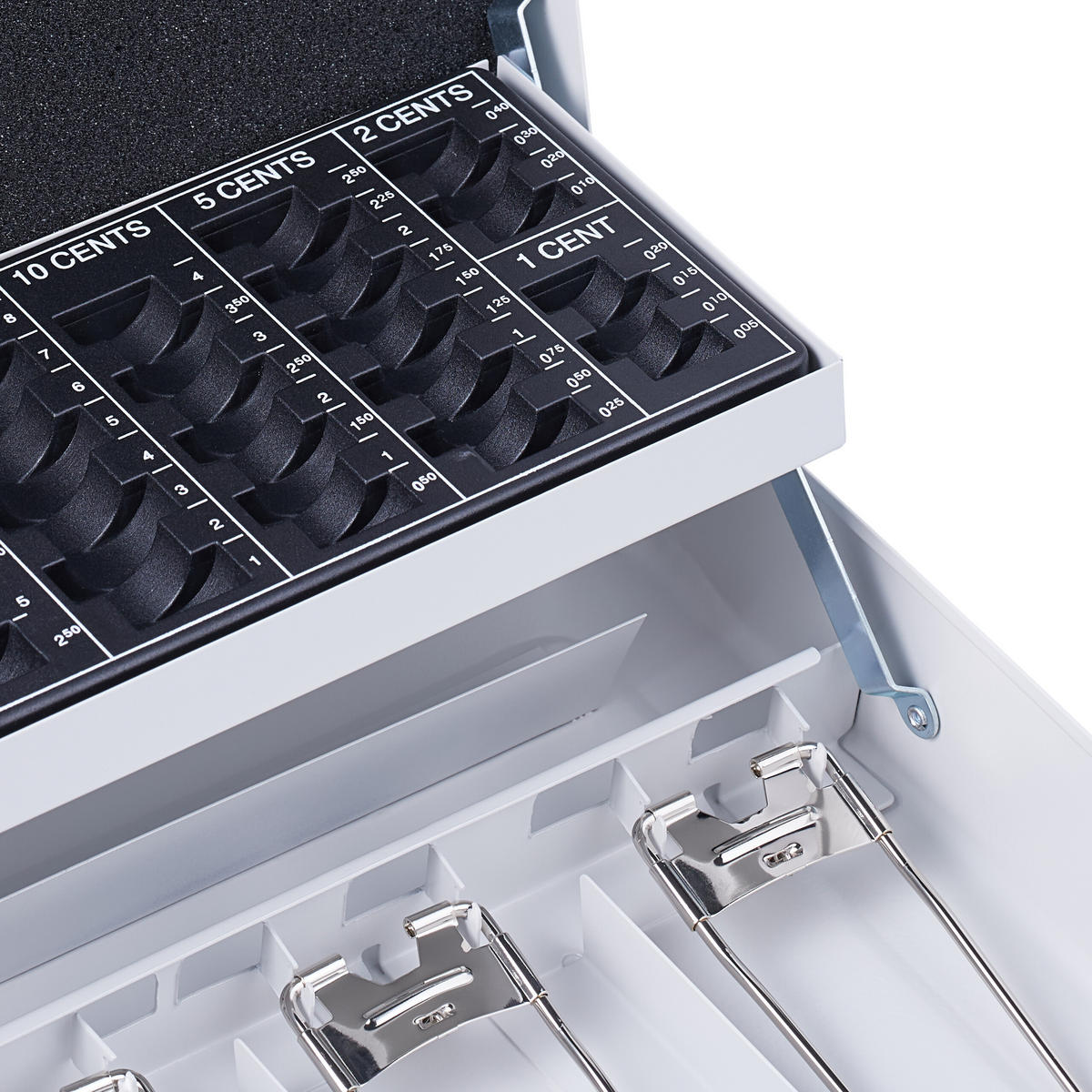 GELDKASSETTE Euro-Münzbrett - Weiß, Kunststoff/Metall (30.5/8.5/25cm) - Relaxdays