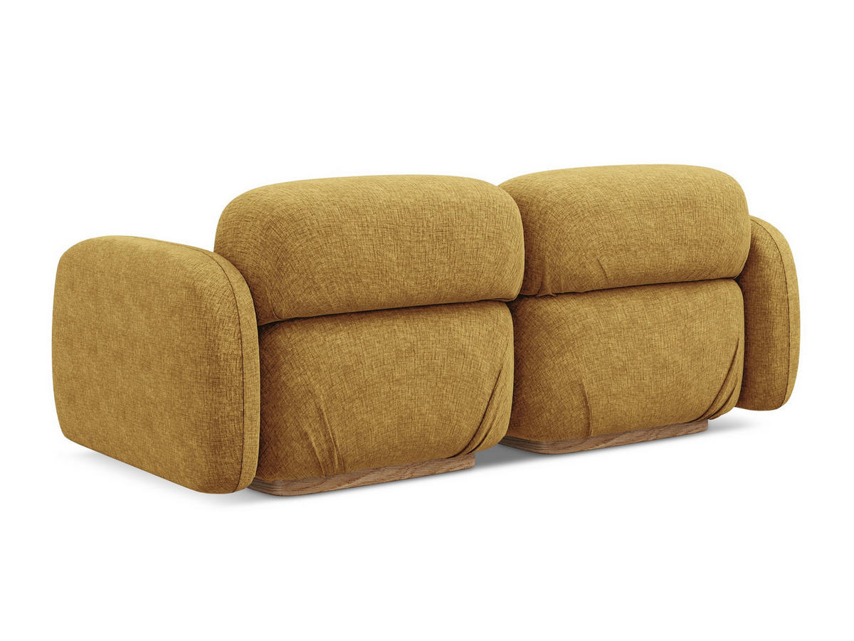 3-SITZER SOFA Chenille Stoff Gelb - Currygelb/Gelb, Holz/Textil (190/73/95cm) - Makamii